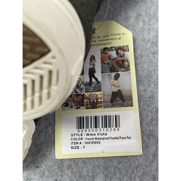 TOMS Vista Faux Fur Lined Forest Green Waterproof Suede/Faux Fur Boot Women Sz 7 - Picture 10 of 10